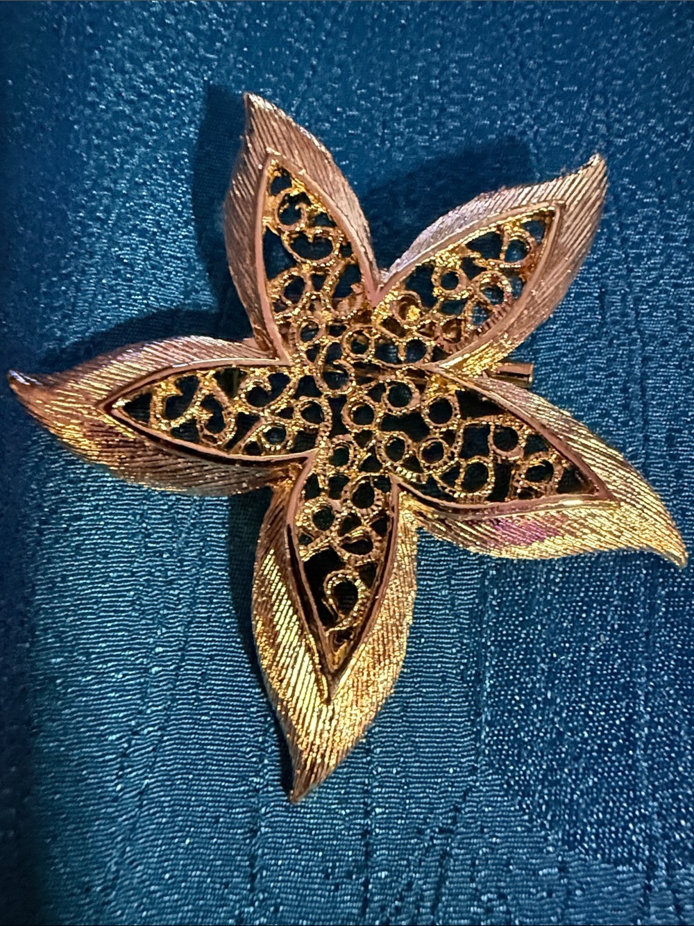 Gold-Tone Floral Filigree Brooch - Women Jewelry
